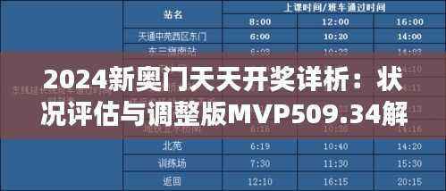 2024新奥门天天开奖详析:状况评估与调整版MVP509.34解读