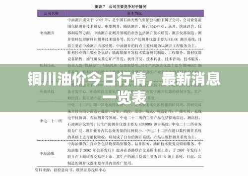 铜川油价今日行情,最新消息一览表